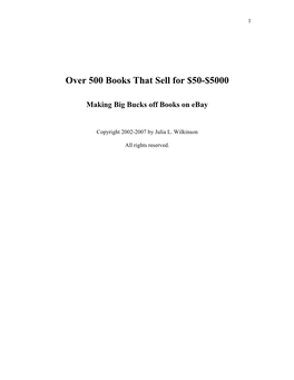 Over 100 Books You Can Sell for $50-$100
