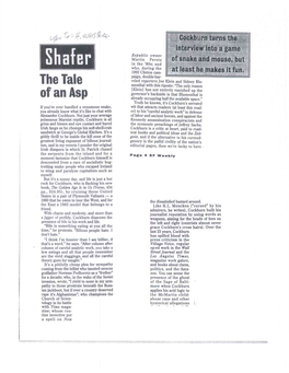 Shafer in the '80S: and Who, During the 1992 Clinton Cam- at Least He Makes It Fun