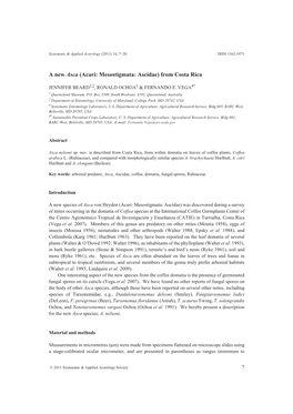 A New Asca (Acari: Mesostigmata: Ascidae) from Costa Rica