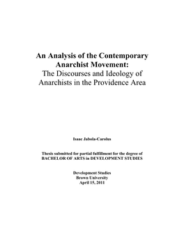 The Discourses and Ideology of Anarchists in the Providence Area