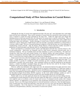 Computational Study of Flow Interactions in Coaxial Rotors