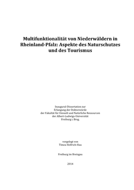 Multifunktionalität Von Niederwäldern in Rheinland-Pfalz: Aspekte Des Naturschutzes Und Des Tourismus