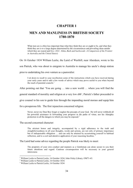 Chapter 1 Men and Manliness in British Society 1780-1870