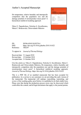 Do Temperature, Relative Humidity and Interspecific Competition Alter The