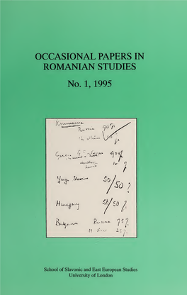 Occasional Papers in Romanian Studies, No 1