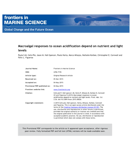 Macroalgal Responses to Ocean Acidification Depend on Nutrient and Light