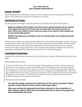 Main Point Introduction Understanding