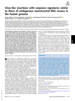 Virus-Like Insertions with Sequence Signatures Similar to Those of Endogenous Nonretroviral RNA Viruses in the Human Genome