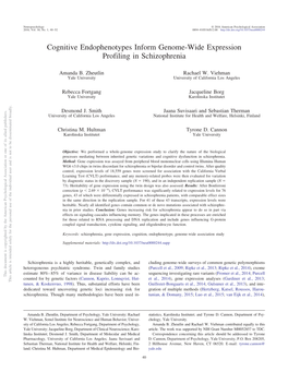 Cognitive Endophenotypes Inform Genome-Wide Expression Profiling in Schizophrenia