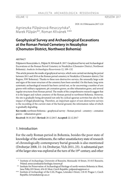 Geophysical Survey and Archaeological Excavations at the Roman Period Cemetery in Nezabylice (Chomutov District, Northwest Bohemia)