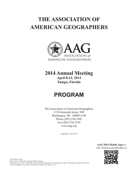 2014 AAG AM Program -Final Proof Changes 2 - FRONT.Indd 1 3/21/2014 4:56:08 PM AAG 2015 AD