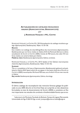 O Último Catálogo De Recompilación Das Mencións Fúnxicas Galegas Foi Publi - Cado No Ano 2005 (SOLIÑO Et CASTRO )