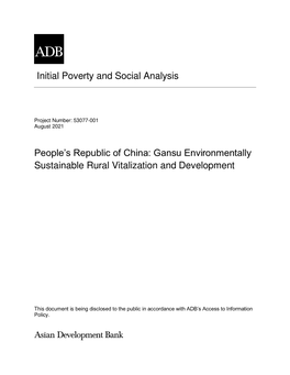 Gansu Environmentally Sustainable Rural Vitalization and Development