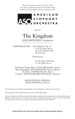 The Kingdom LEON BOTSTEIN, Conductor