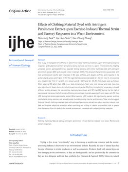 Effects of Clothing Material Dyed with Astringent Persimmon Extract Upon