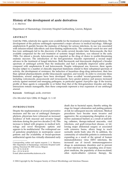 History of the Development of Azole Derivatives J