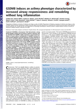 GSDMB Induces an Asthma Phenotype Characterized by Increased Airway Responsiveness and Remodeling Without Lung Inflammation