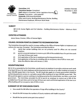 Subject Expected Attendees Council Decision Points & Committee Recommendation Description/Issue Summary of Key Discussion Po