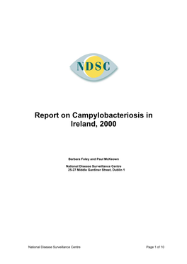 Report on Campylobacteriosis in Ireland, 2000