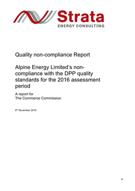 Quality Non-Compliance Report Alpine Energy Limited's