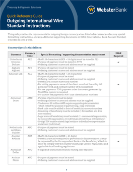 Outgoing International Wire Standard Instructions