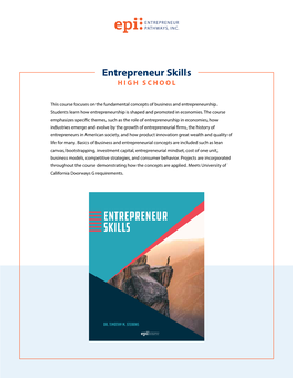 Entrepreneur Skills HIGH SCHOOL