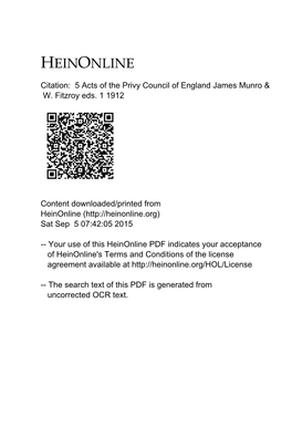 Acts of the Privy Council of England James Munro & W