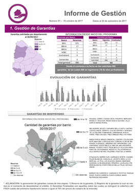 Informe De Gestión Número 51 – 18 Octubre De 2017 Datos Al 30 De Setiembre De 2017