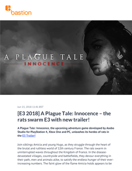A Plague Tale: Innocence – the Rats Swarm E3 with New Trailer!