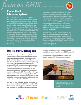 Focus on RHIS Volume 1, Issue 1, Jan-Feb 2016