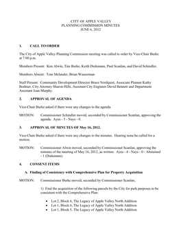 Planning Commission Minutes June 6, 2012