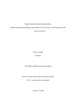 Magical Morthbrood and a Mythical Moon Cheshire Folklore and Landscape in Alan Garner's the Weirdstone of Brisingamen And
