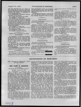 EXTENS IONS of R EMAR K S 28427 Sent That Following the Two Orders for Before the Senate, I Move, in Accordance (Major General, Regular Air Force), U .S