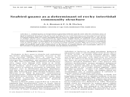 Seabird Guano As a Determinant of Rocky Intertidal Community Structure