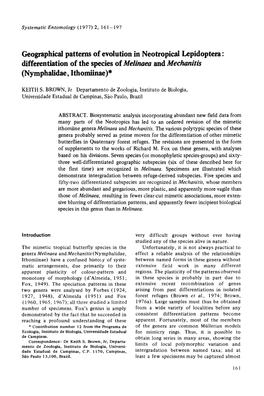 Differentiation of the Species of Melinaea and Mechanitis