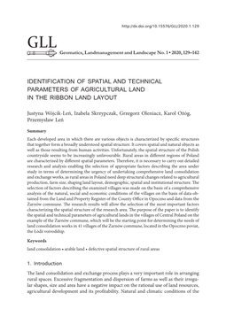 Identification of Spatial and Technical Parameters of Agricultural Land in the Ribbon Land Layout