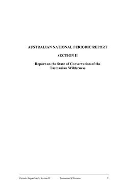 Section II: Periodic Report on the State of Conservation of the Tasmanian