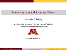 Inferences About Multivariate Means