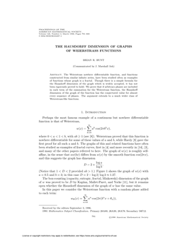 The Hausdorff Dimension of Graphs of Weierstrass Functions