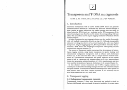 1 Transposon and T-DNA Mutagenesis MARK G