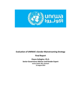 Evaluation of UNRWA's Gender Mainstreaming Strategy Final Report