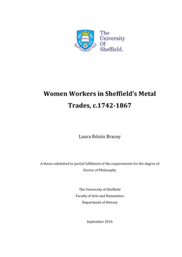 Women Workers in Sheffield's Metal Trades, C.1742-1867