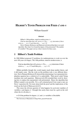 Hilbert's Tenth Problem for Fixed D and N