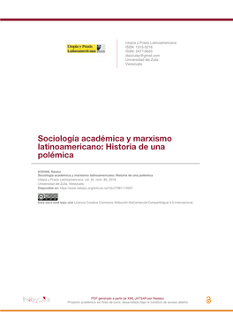 Sociología Académica Y Marxismo Latinoamericano: Historia De Una Polémica