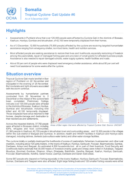 Somalia Tropical Cyclone Gati Update #6 As of 3 December 2020