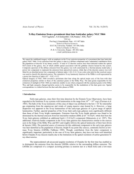 X-Ray Emission from a Prominent Dust Lane Lenticular Galaxy NGC 5866 N.D.Vagshette1, S.S.Sonkamble2, S.K.Pandey3, M.K