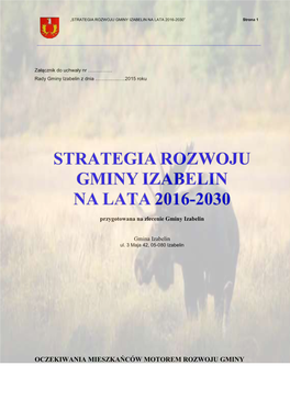 STRATEGIA ROZWOJU GMINY IZABELIN NA LATA 2016-2030” Strona 1