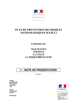 Plan De Prevention Des Risques Technologiques (Pprt)