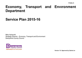 Economy Transport and Environment Service Plan 2014-15