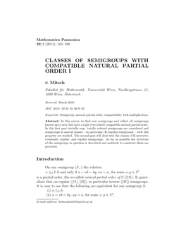 H. Mitsch Fakult¨At F¨Ur Mathematik, Universit¨At Wien, Nordbergstrasse 15, 1090 Wien, Osterreich¨